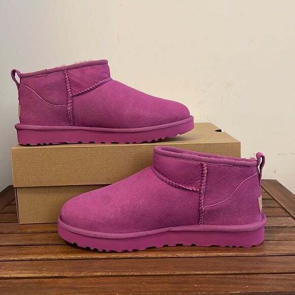 UGG Classic Ultra Mini Booties Mangosteen USA Women Size 10/UK 8/EU 41 - Picture 5 of 15